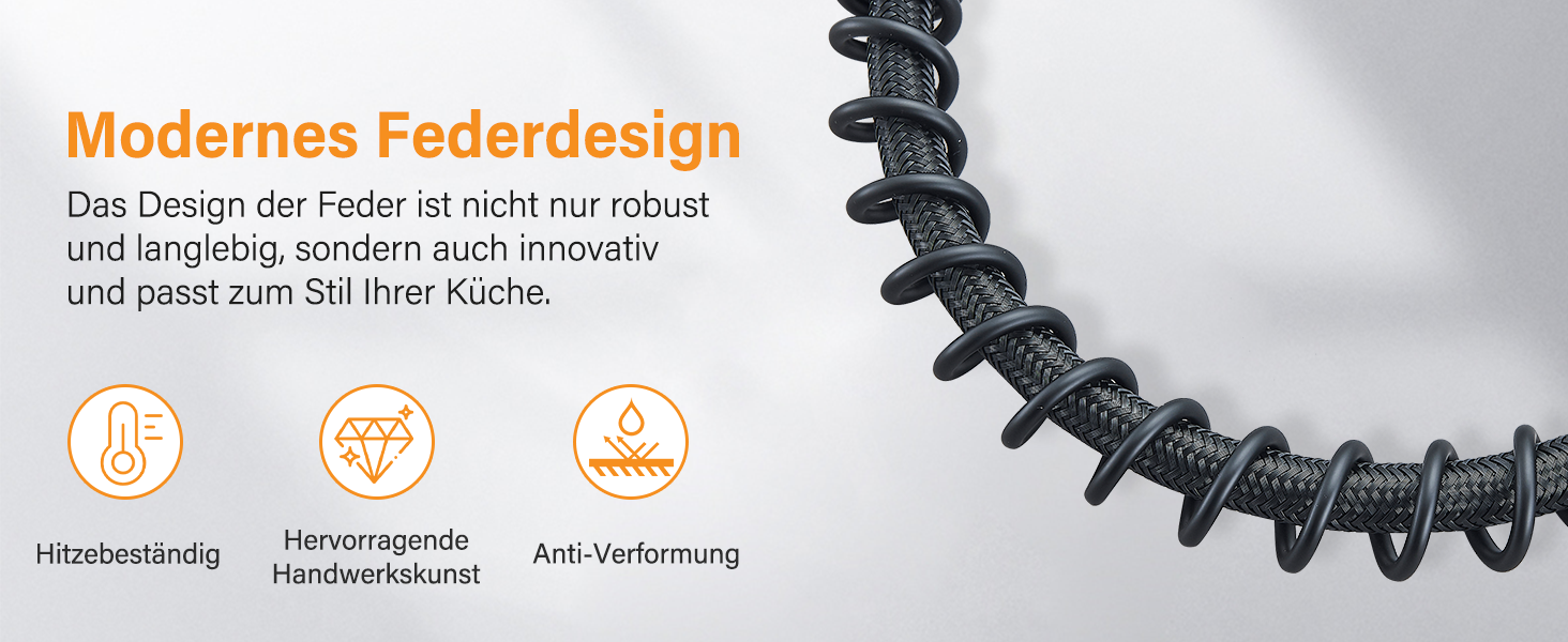 Кухвонний змішувач Hbronzeshower з висувною лійкою, 360° поворот, нержавіюча сталь, чорний