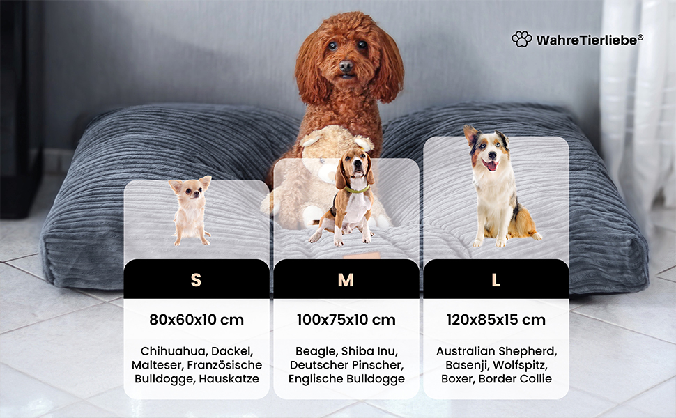 Крісло-ліжко для собак WahreTierliebe® Cozy, Преміум килимок для собак, Ортопедичний комфорт, Можливість прання, Міцний матеріал, Ідеально для дому та подорожей, Бежевий - 80x60x8 см