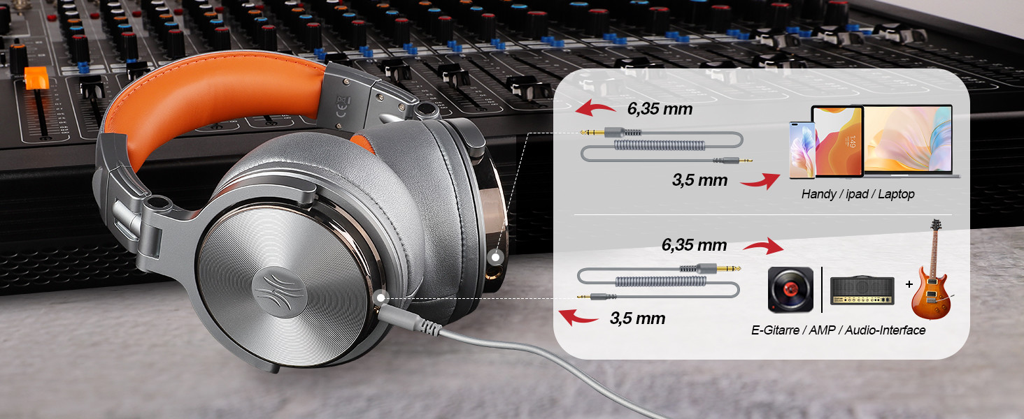 OneOdio Pro 50: Hi-Fi навушники для студії та DJ, 50 мм драйвер, Share-Port, 6.35/3.5 мм, для подкастів, телефону, ПК