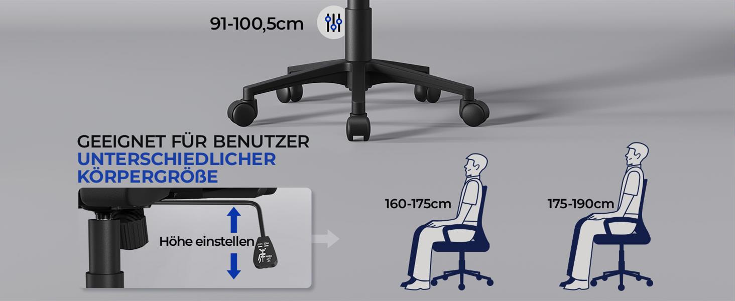 Офісний крісло Yaheetech ергономічне, комп'ютерне з сітчастою спинкою, з підлокітниками, для офісу та дому, чорне, до 136 кг, з регулюванням висоти та функцією гойдання