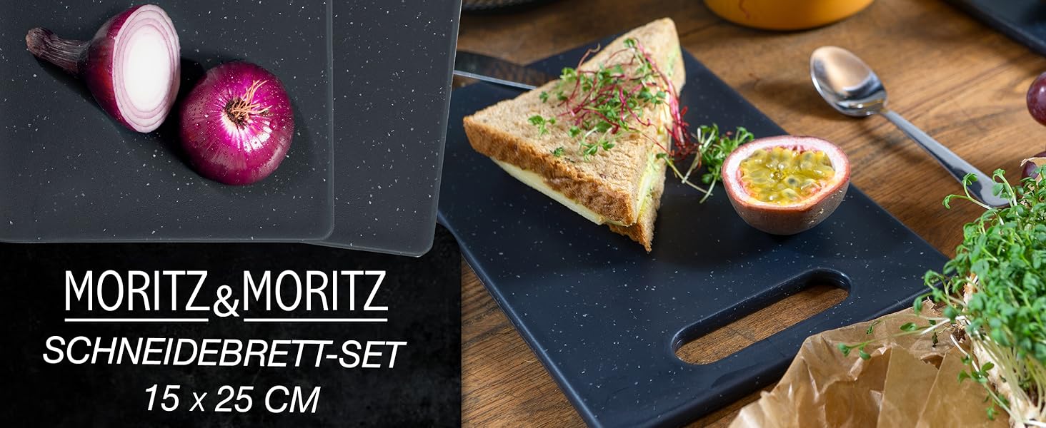 Набір з 2 дерев'яних обробних дощок Moritz & Moritz, 25 x 15 см, з граніту, BPA free, для сніданку, гігієнічні, придатні для миття в посудомийній машині