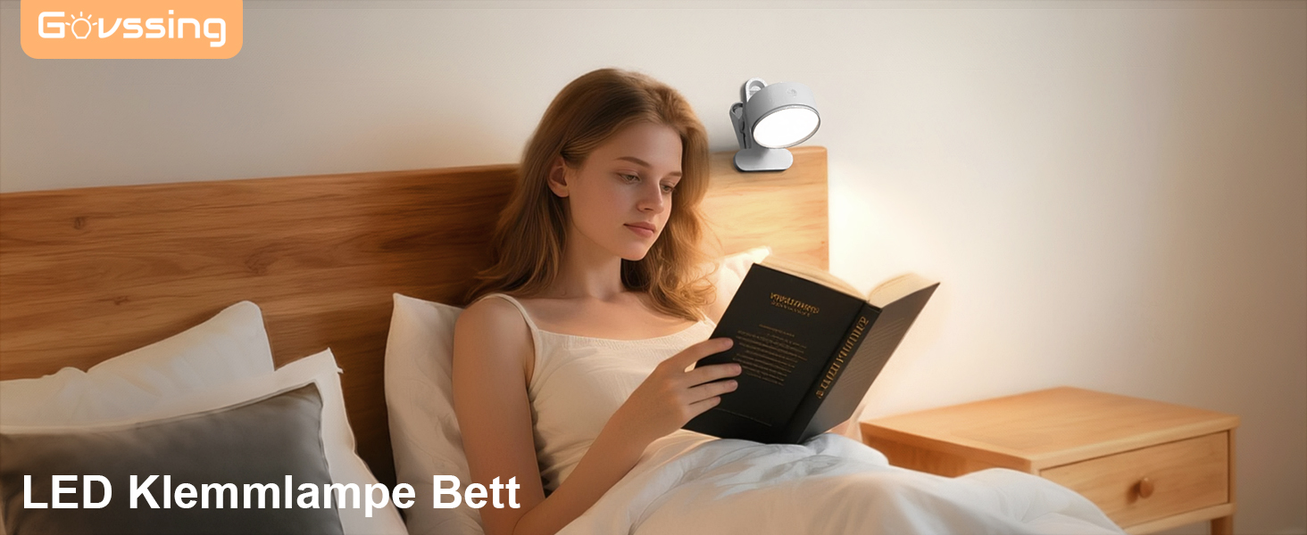 Нічник на ліжко акумуляторний бездротовий з USB-C, 5000mAh, з кліпсою, димуючий, з пультом, LED, 360° поворотний, для спальні, кемпінгу (білий)