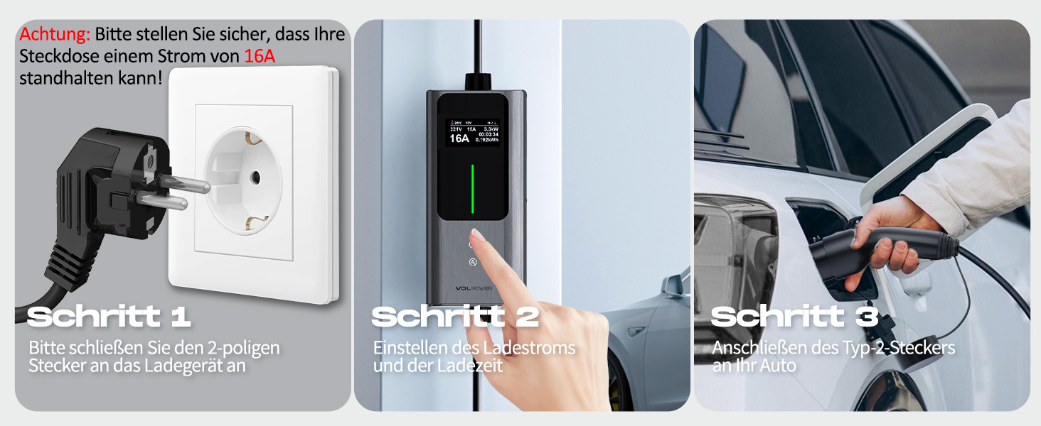 Кабель для зарядки електромобіля Type 2 Schuko 3.68kW, 6-16A, 5M, 1-фазний, з цифровим дисплеєм, IP65, IEC 62196-2 PHEV/EV