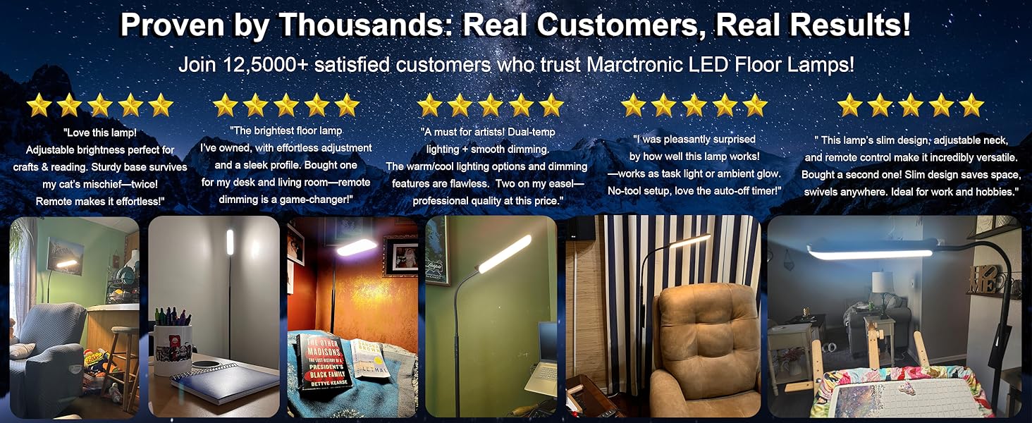 LED-стельова лампа Marctronic для вітальні, диммування, регулювання висоти, 18W, 1800LM, з пультом та сенсором, сучасний дизайн, для офісу, спальні (чорний)