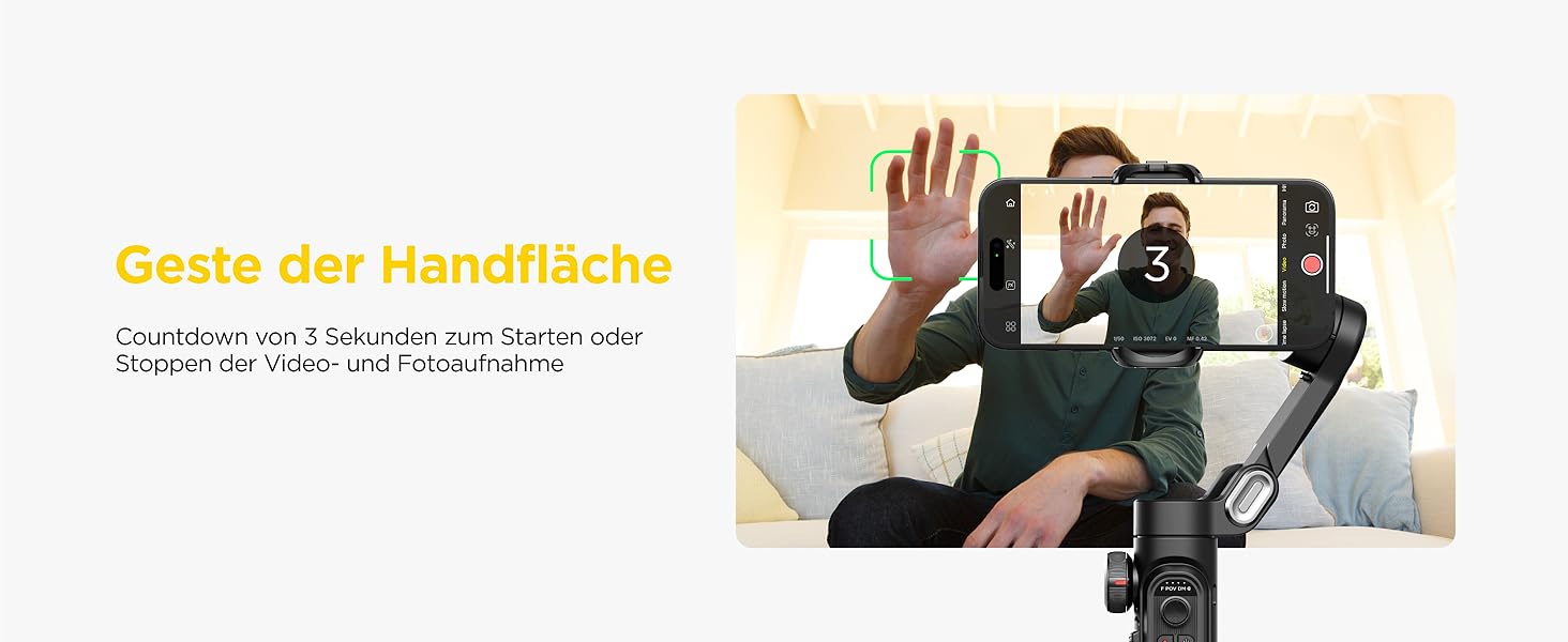 Стабілізатор Gimbal AOCHUAN для iPhone та Android - 3-осьовий, з фокусуванням, трекінг облич/об'єктів, для відеозйомки