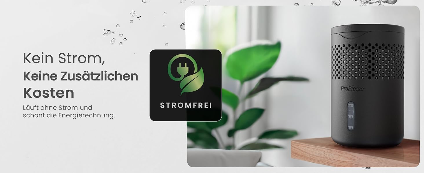 Зволожувач повітря Pro Breeze Osmo – тихий, з можливістю поповнення – для дому, спальні, шафи, авто – міні-зволожувач без живлення – таблетка 700g (до 100 днів) чорний