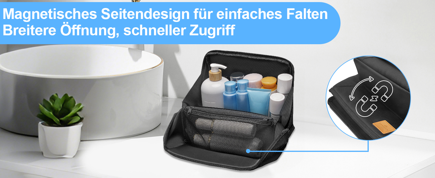 Чоловіча та жіноча дорожня косметичка Lermende з подвійною блискавкою, великий об'єм, зручна ручка для подорожей. (Чорний)