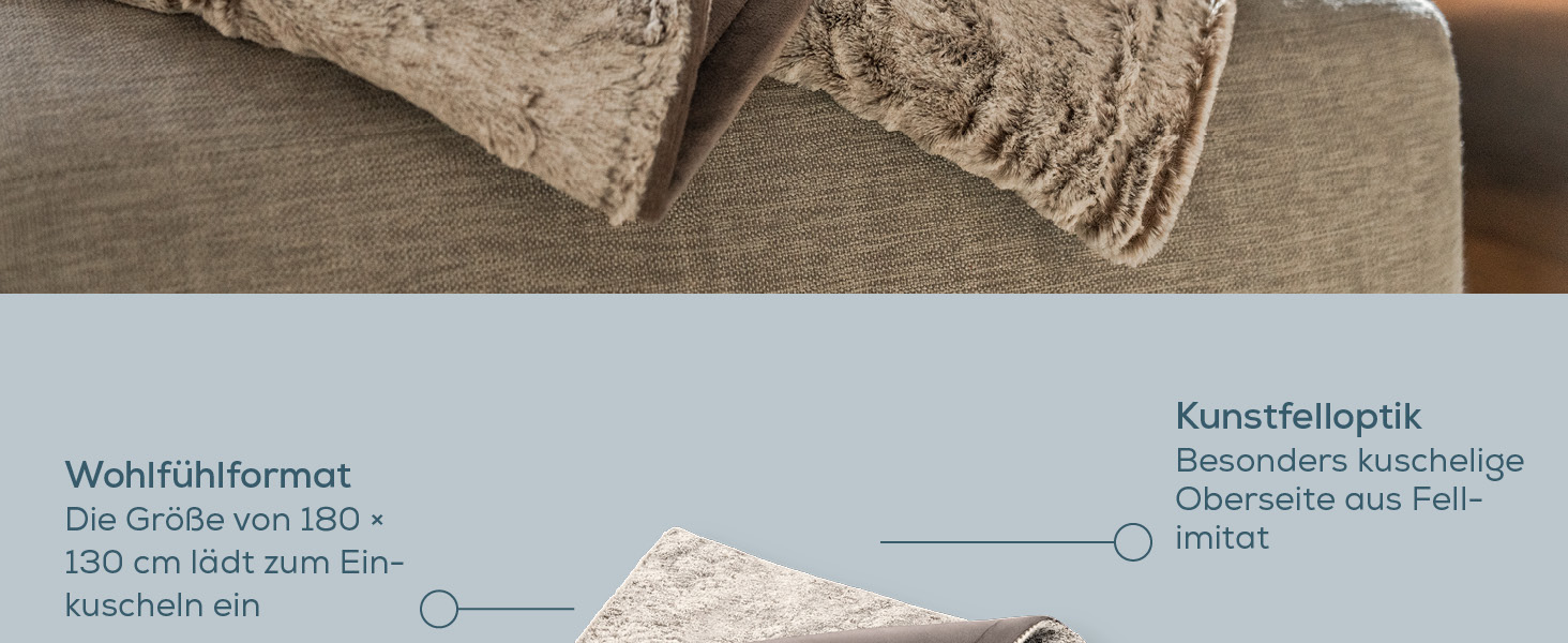 Електрична ковдра Beurer HD 75 Nordic з штучним хутром, 6 температурних режимів, автовимкнення, 180x130 см, бежево-коричнева