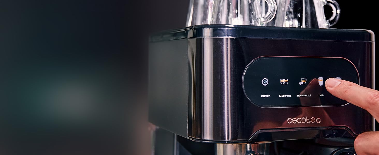 Кавомашина Cecotec Power Espresso 20 ColdBrew Latte Fresh: 1350W, 20 Бар, ColdBrew, Сенсорний екран, 1.5л резервуар, капучинатор, нержавіюча сталь