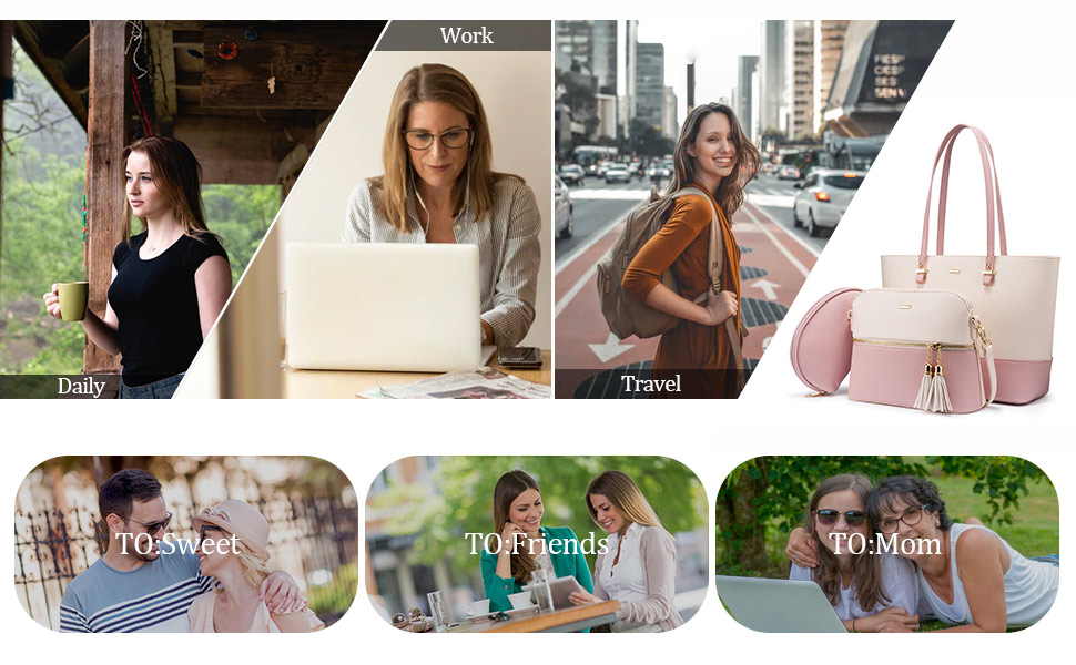 Сумка жіноча LOVEVOOK шопер через плече, шкіряний набір 3 в 1, чорно-бежева