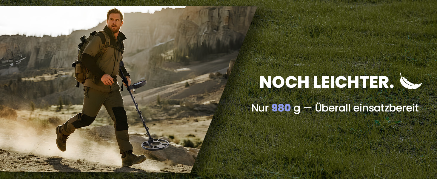 Металошукач DR.ÖTEK Profi Set для дорослих та початківців, оновлена версія з 6 режимами, легкий детектор з 3 режимами ландшафту та функцією Pinpoint, водонепроникна пошукова котушка IP68, комплект металошукача з аксесуарами (блакитний)