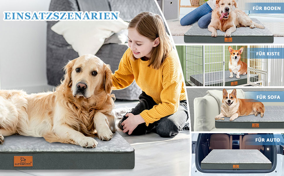 Orthopedic Dog Bed for Large Dogs, Waterproof Dog Cushion with Removable Washable Cover and Egg-Shaped Foam Filling, Breathable Dog Mat/Dog Mattress, XL (104x74x10cm)