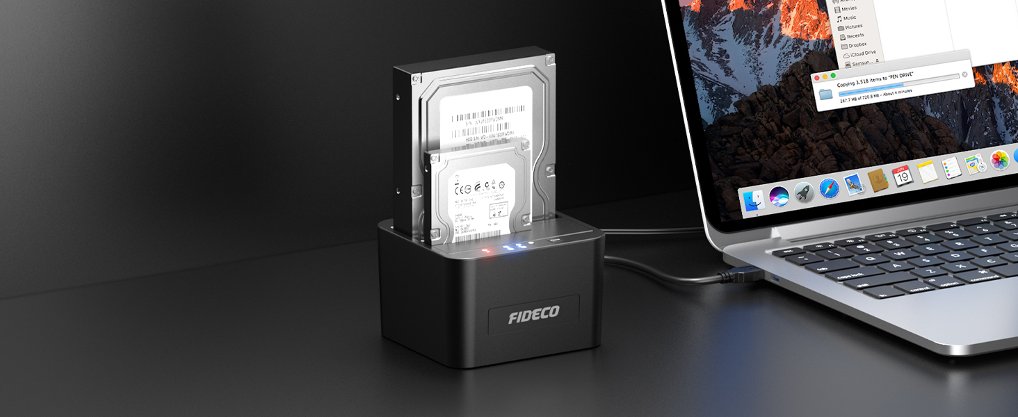 Док-станція для HDD/SSD FIDECO, USB 3.0, 2.5/3.5