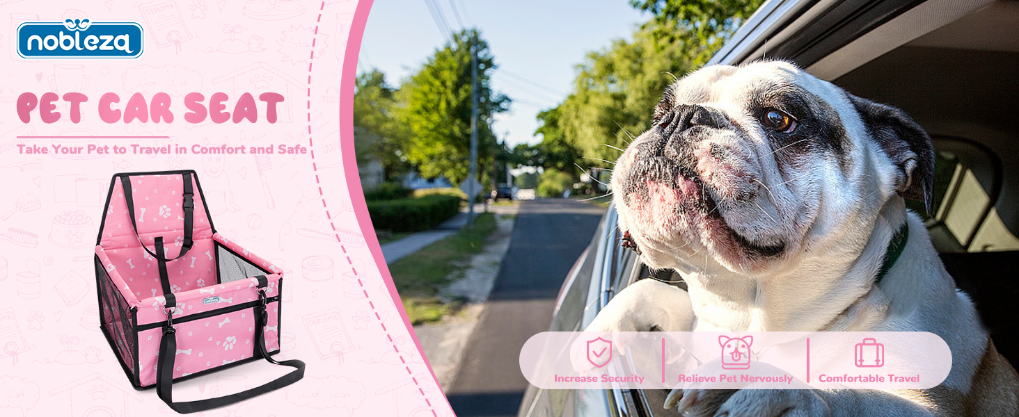 Nobleza Автокрісло для собак та котів, переноска для тварин, рожева, 40x34x25 см