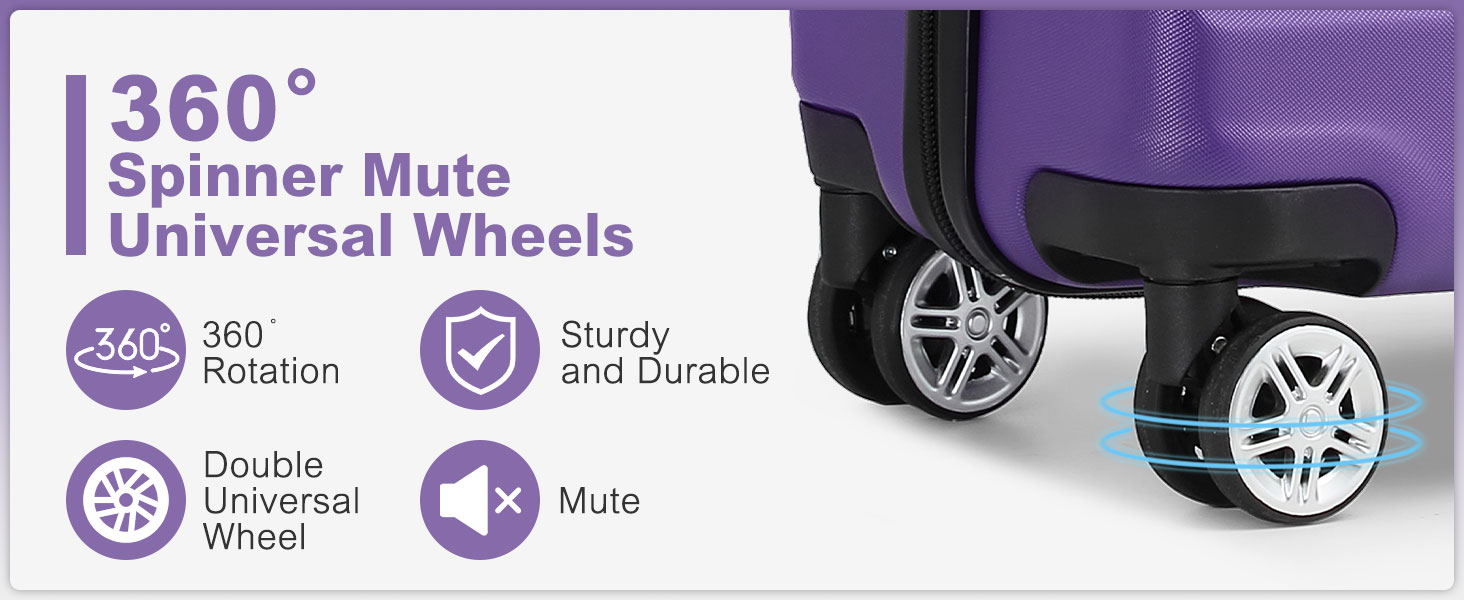 Чемодан-валіза KONO з розширенням, жорсткий, легкий, XL, з TSA-замком та 4 колесами, 75x47.5x29.5 см (M(55x35x22 см), фіолетовий)