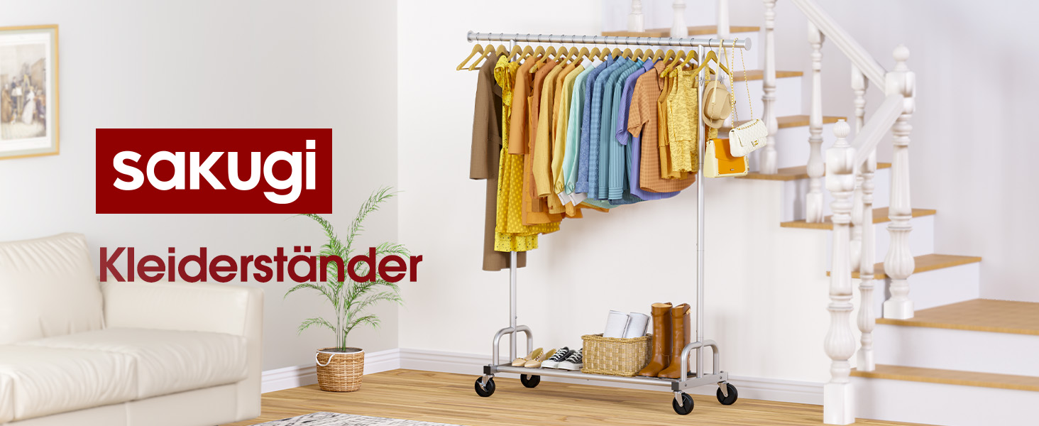 Вешалка для одягу на колесах, з полицею та широкою перекладиною, 116 x 43 x 150 см, сріблястого кольору