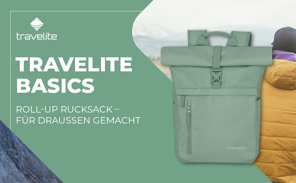 Рюкзак Travelite Basics Rollup 60 см, світло-зелений, універсальний розмір