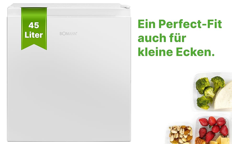 Міні-холодильник Bomann 45L з морозильною камерою, тиха кухонна/офісна/кампінгова/геймерська кухонна коробка, дверцята з можливістю зміни розташування - міні-холодильник, холодильник для напоїв, мінібар KB 7245 inox срібний
