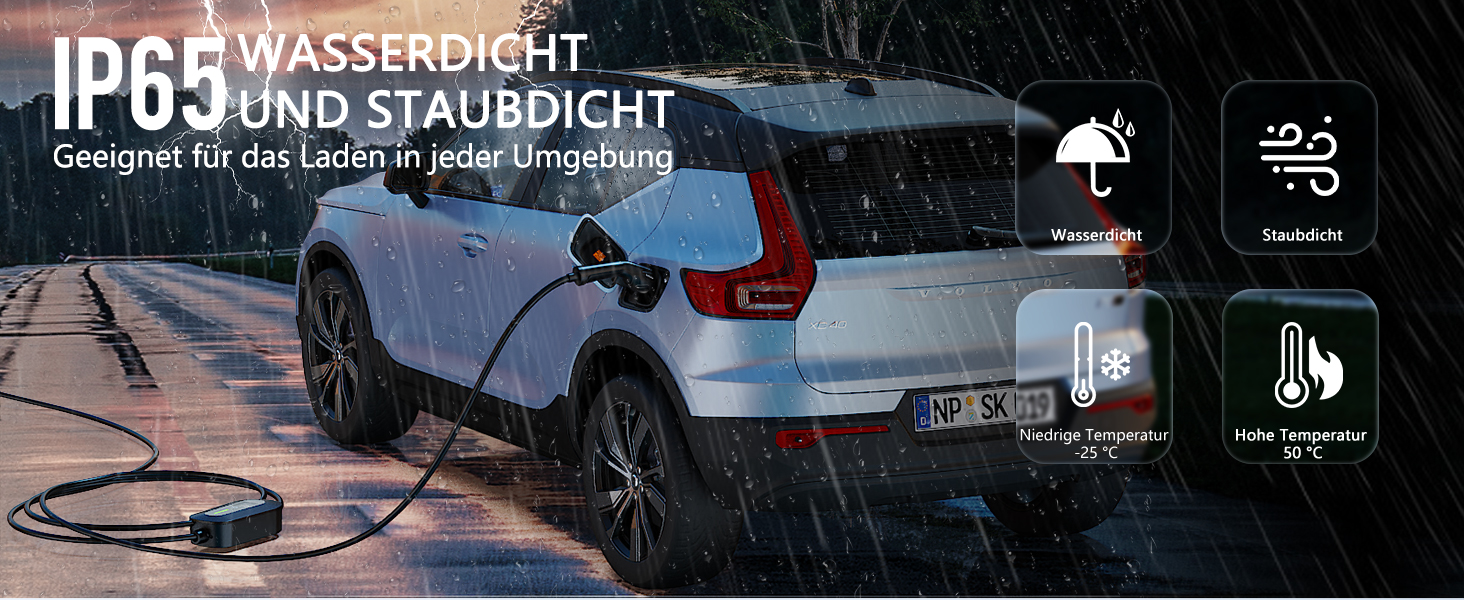 Мобільна зарядна станція Wallbox 11 кВт (3-фазна) з кабелем 7м, роз'єм Type 2, CEE 16A, адаптер-сет | Зарядка для електромобілів та PHEV | IP65, 6/8/10/13/16A