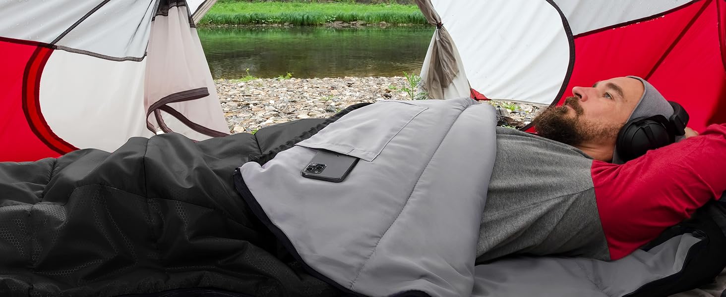 Сплячий мішок Sportneer - компактний та ультралегкий (950г/1500г) - кокон для кемпінгу та подорожей. 3-4 сезонний спальний мішок для чоловіків, жінок та дорослих. Чорний колір.