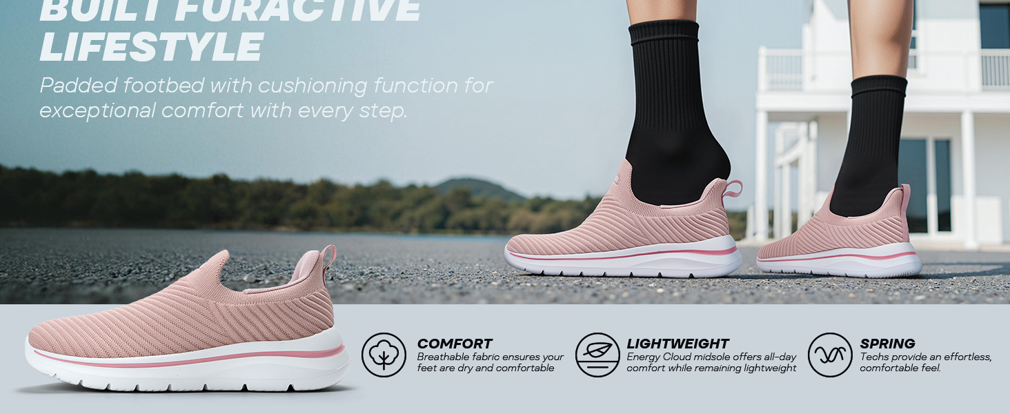 Сліпони жіночі: зручні кросівки для ходьби, занять фітнесу та джогінгу (2630 D Рожевий, 40 EU)