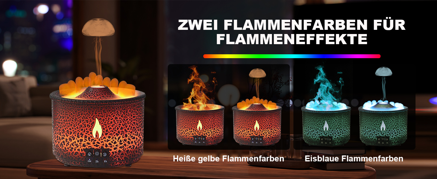 Аромадифузор Vulkan з підсвічуванням: зволожувач повітря, 300 мл, 2 режими, керування від пульта, холодний пар, для дому, фітнесу, білий