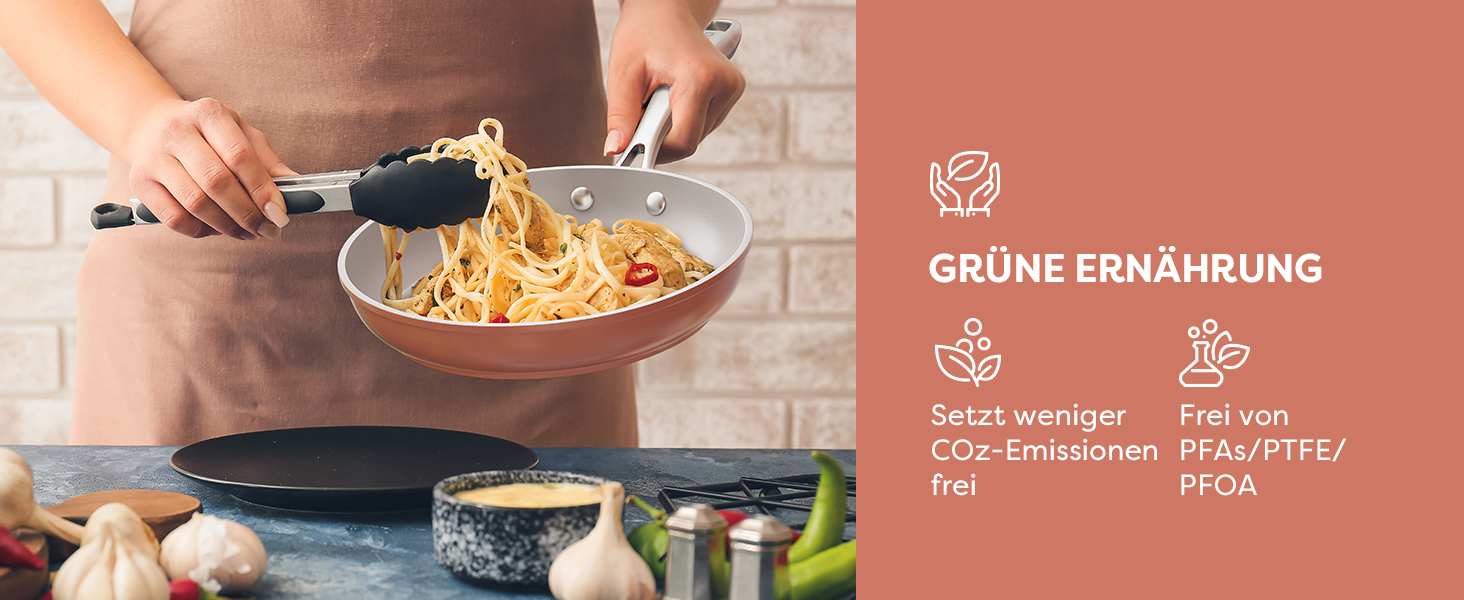 Ciarra Induction Cookware Set - 4 Piece Ceramic Nonstick Pots and Pans Set - Pink/Orange