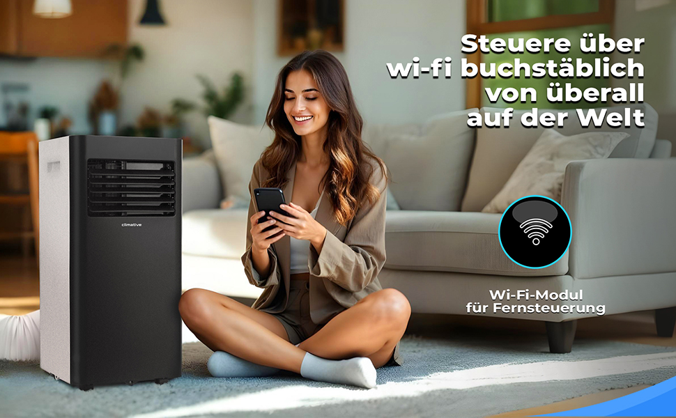 Мобільний кондиціонер з витяжним шлангом 10000 BTU, 2,9 кВт, WiFi, Tuya Smart, для квартир до 29 м², з ущільнювачем для вікна