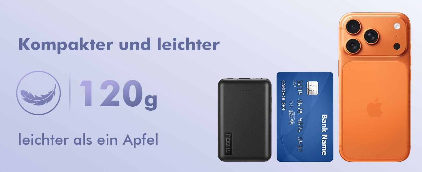 Міні-павербанк Miady 5000mAh 18.5W з USB-C портом для iPhone, Samsung, iPad, чорно-білий