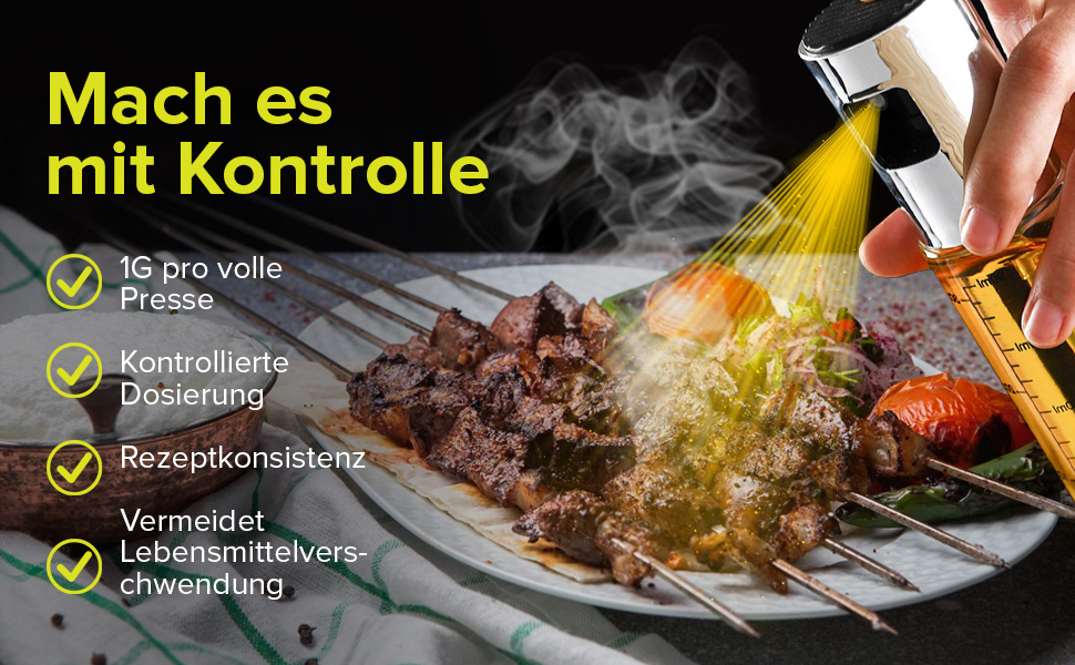 Дозатор для олії та оцту Portentum: зручний спрей для кухні, Airfryer, салату, оливкової олії. Пластиковий диспенсер з аксесуарами