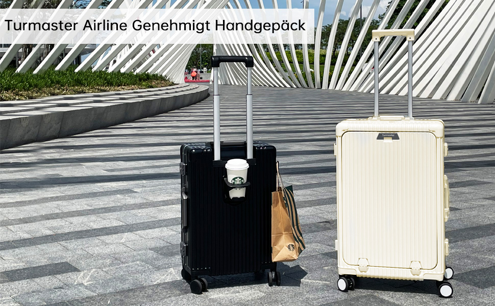 Чемодан 20 дюймів з спінінговими колесами, алюмінієва рама, TSA-замок, USB-порт, підставка для телефону, білий