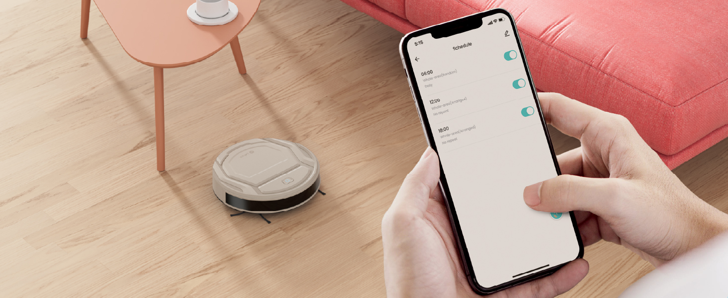 Робот-пилосос LEFANT M210P: потужність 2200 Па, тиха робота 55 дБ, Wi-Fi, Bluetooth, Alexa, керування через додаток, час роботи 120 хвилин, ідеально для шерсті тварин та твердих підлог