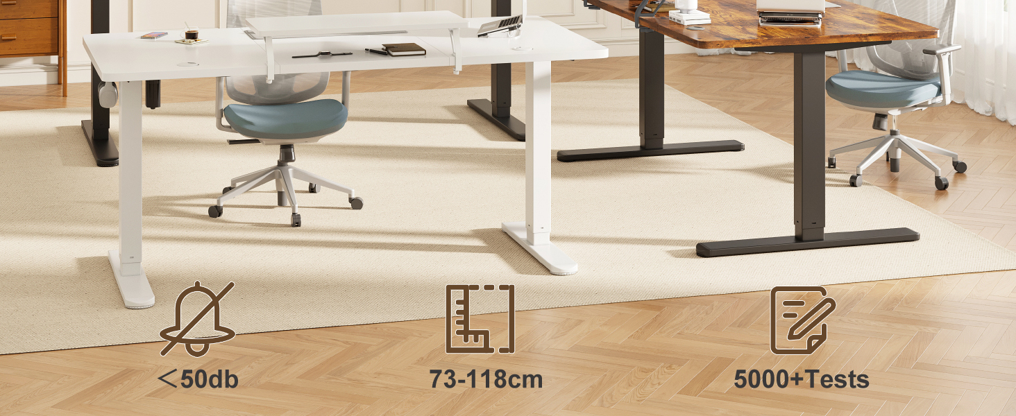 Devoko Electric Standing Desk 160x70cm with Monitor Stand - Height Adjustable Desk with 2 Memory Settings - Ergonomic Sit-Stand Desk (160 x 70 cm)