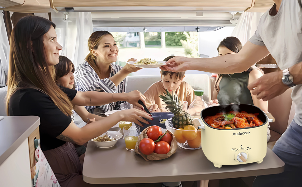 Електричний хот-пот Audecook 2.5L: мультиварка для 1-3 осіб з антипригарним покриттям (бежевий)