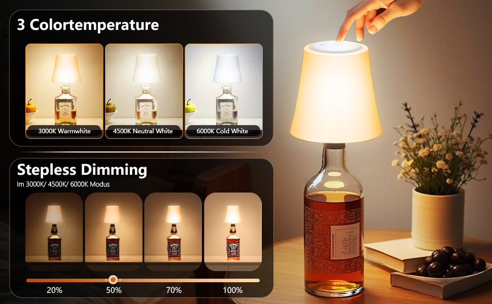 Настільна лампа LED акумуляторна бездротова 2 шт. з RGB підсвічуванням, димуванням, сенсорним керуванням, IP54 водонепроникна для спальні, вітальні, балкону