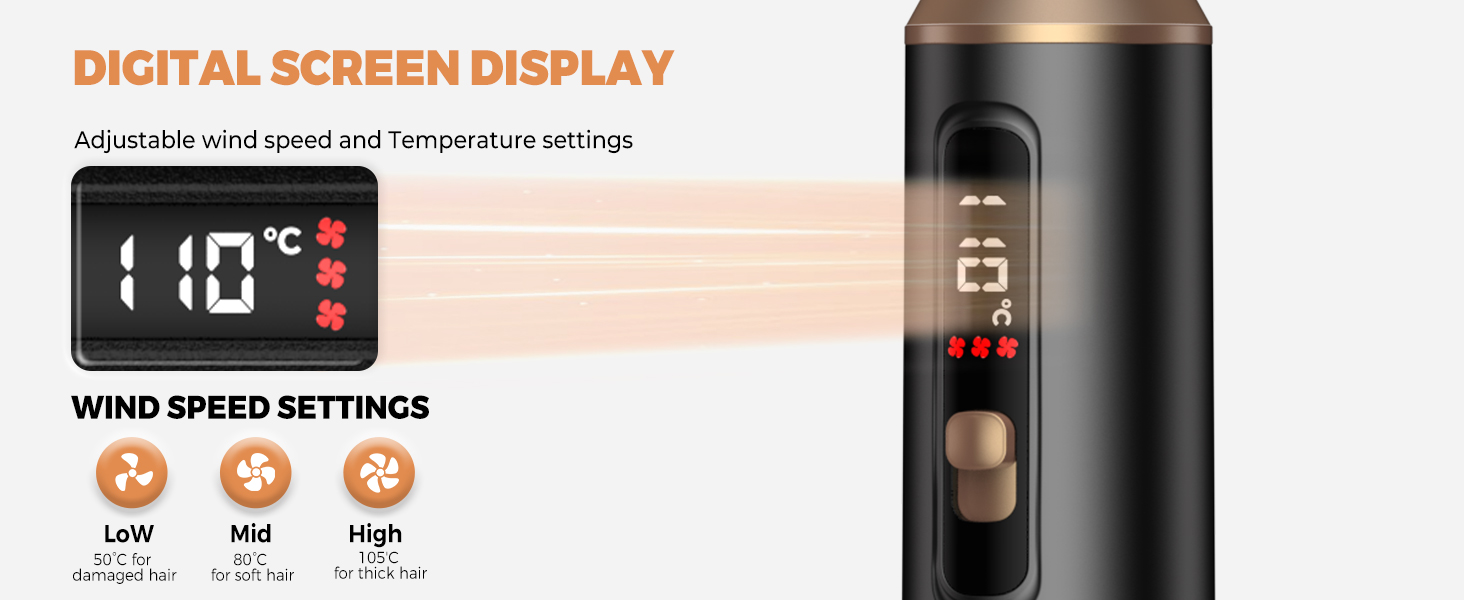 OKWRAP Haarstyler 5-в-1: Airbrush з LCD, Набір для укладки волосся, Фен з насадками, Випрямляч, Локони, Чорний