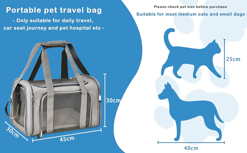 Транспортна сумка для кота та собаки, велика, портативна, для прогулянок на вулиці, складна, дихаюча, велика місткість, для двох маленьких котів, для подорожей на авто (сірий)