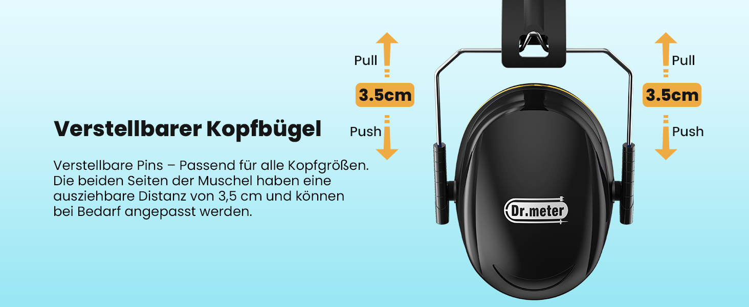 Захисні навушники Dr.meter SNR 31dB: комфортні та регульовані для дорослих, чорно-жовті