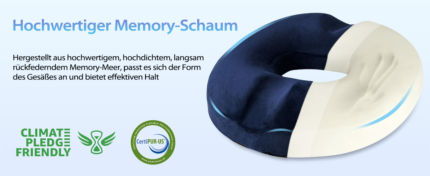 Подушка для геморою HOMCA, ортопедична, з memory foam, 45x40x9 см (блакитна)