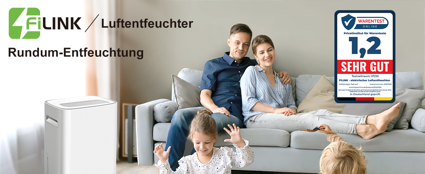 Електричний осушувач повітря 9л/24г, тихий, з дитячим замком та захистом від переливу, автоматичний перезапуск, для спальні, ванної, підвалу та пральні