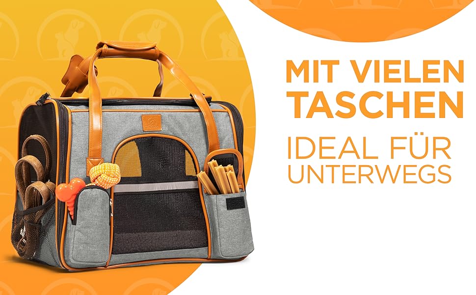 Транспортна переноска для кота Transportbox Katze - Складана та миюча переноска для котів - Сумка для подорожей та транспортування котів - З надійною фіксацією та комфортом - Сіра, розмір M (44x43x32 см)