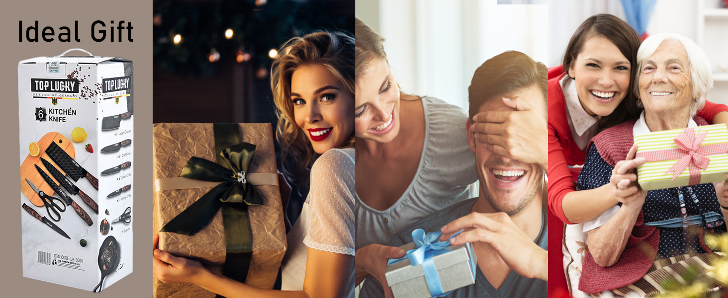 Набір ножів Messer Set 6 предметів, чорний, з підставкою, з нержавіючої сталі, антипригарне покриття, для кухні, ресторану, пікніка