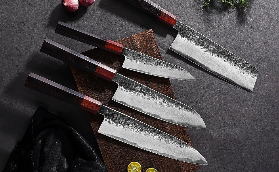 Японський ніж Gyuto Kanngou 21 см, AUS-8 сталь, дерев'яна рукоятка (дуб/чорне дерево), подарункова коробка