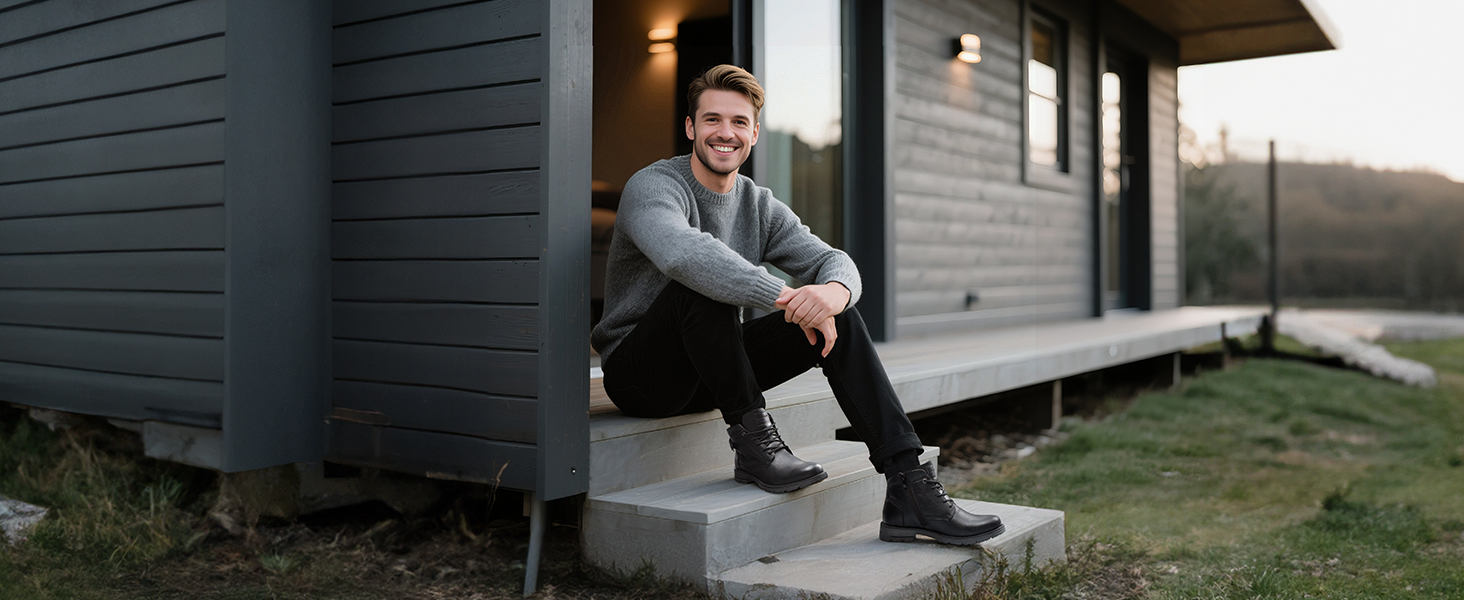 Черевики мотоциклетні Bruno Marc чоловічі Combat на шнурівці з блискавкою та зружною устілкою, 44 EU, чорні