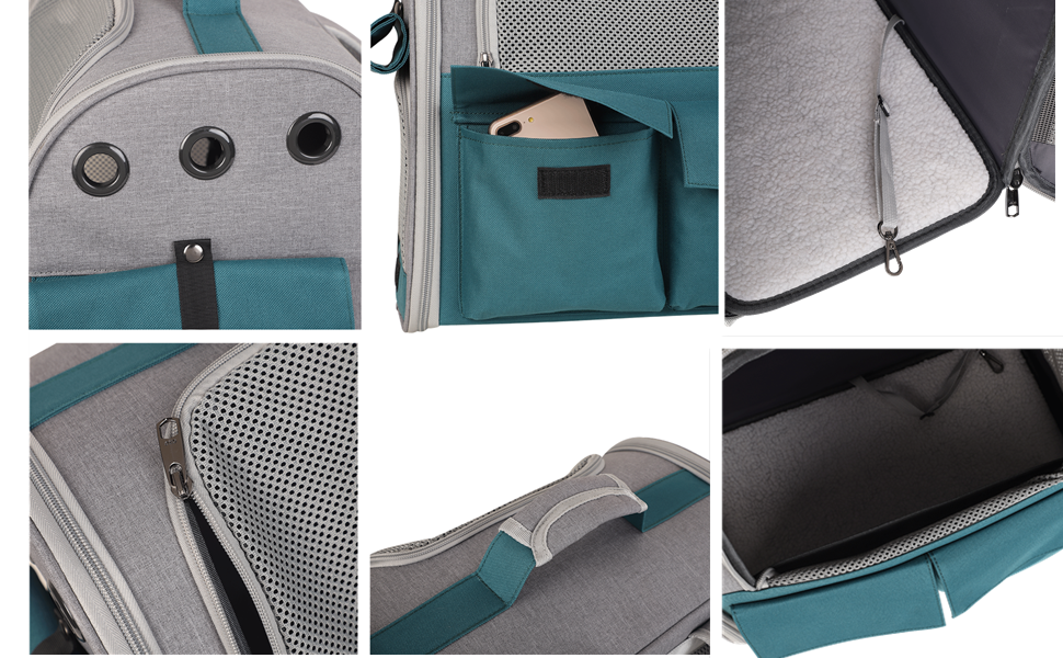 Транспортна сумка для домашніх тварин: котів та собак до 10 кг, рюкзак, дихаюча, складана, блакитна, для подорожей, схвалена авіакомпаніями