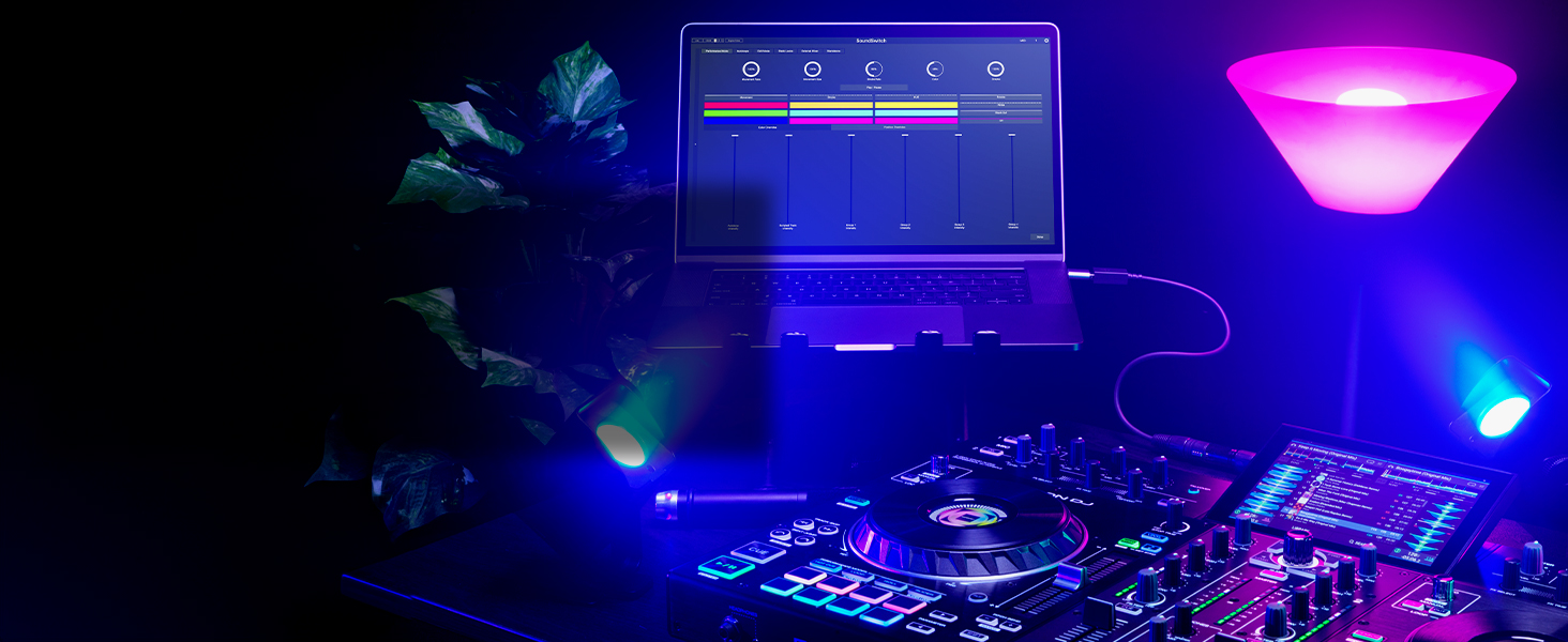 SoundSwitch Control One: Професійний DMX контролер освітлення для DJ з 3 місяцями доступу до програмного забезпечення SoundSwitch, підтримка DMX та Phillips Hue (Micro DMX, чорний)