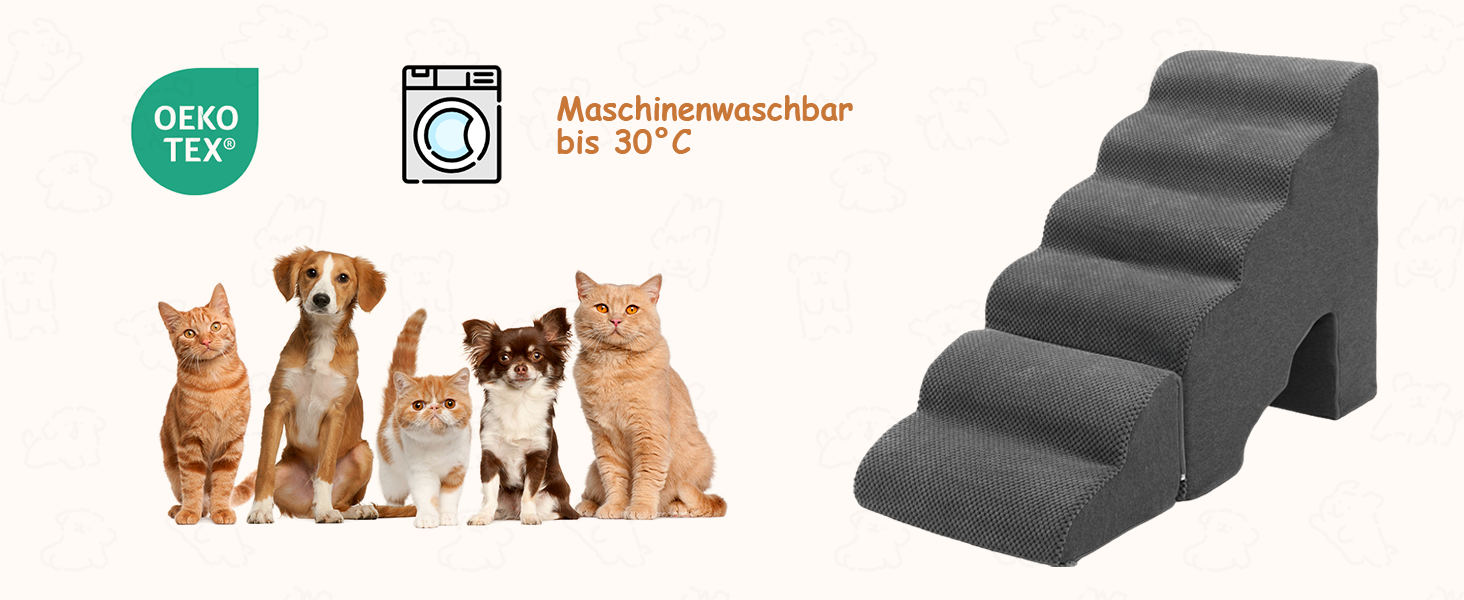 Східці для собак A.FATI 60 см: 6 ступенів, для ліжка, Boxspring, неслизькі, для маленьких/поранених собак та котів, темно-сірий