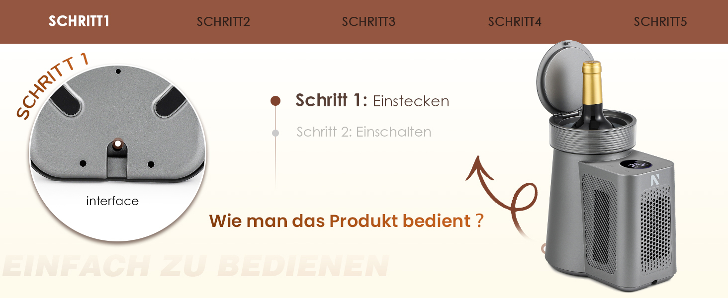 NEWTRY Електричний охолоджувач вина, для 750мл пляшок, з кабелем, для дегустацій при низькій температурі