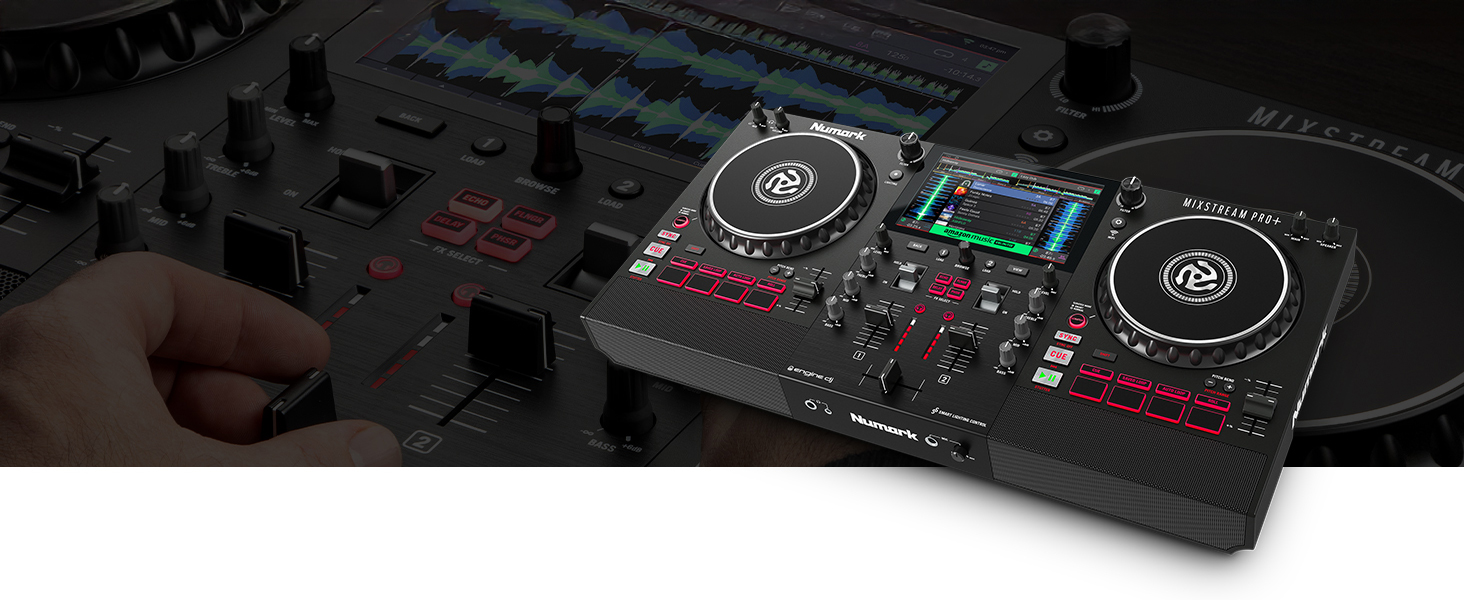 DJ контролер Numark NS4FX: 4 канали, Touch-Jogwheels, Pads, ефекти, Serato DJ Lite, чорний