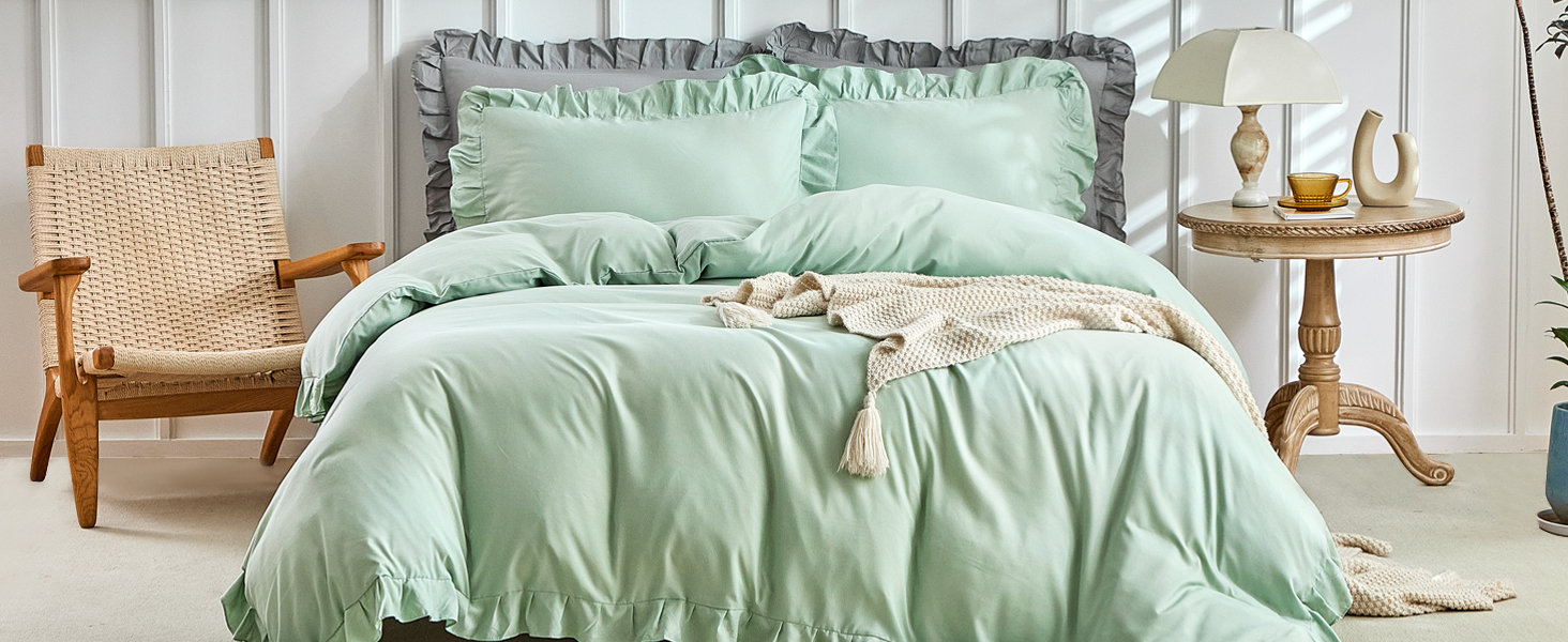 Комплект постільної білизни Lekesky 135x200 (4 частини) - сірий, з квітковим візерунком, мікрофібра, поліестер